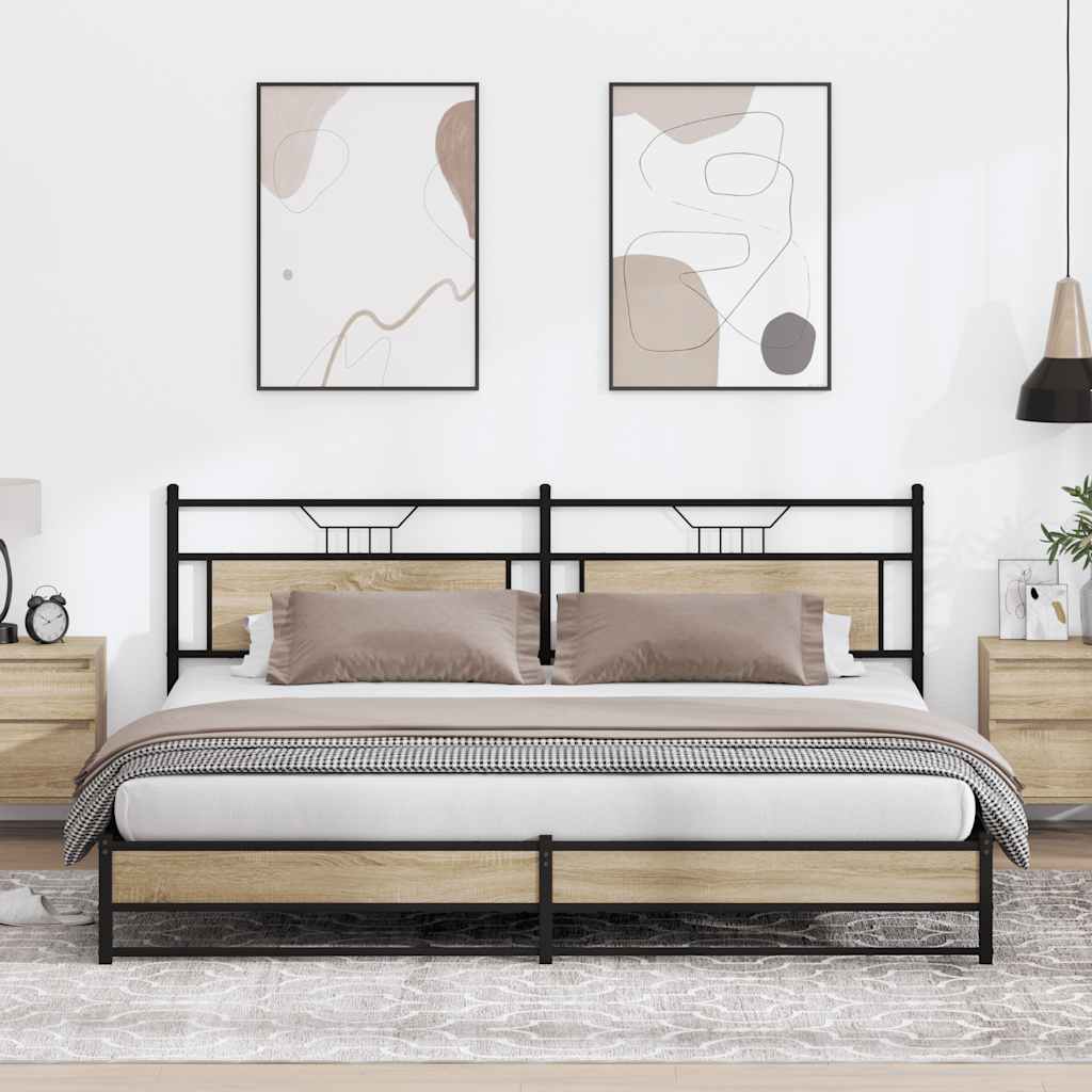 Cadre de lit en métal sans matelas chêne sonoma 193x201 cm - XIOS