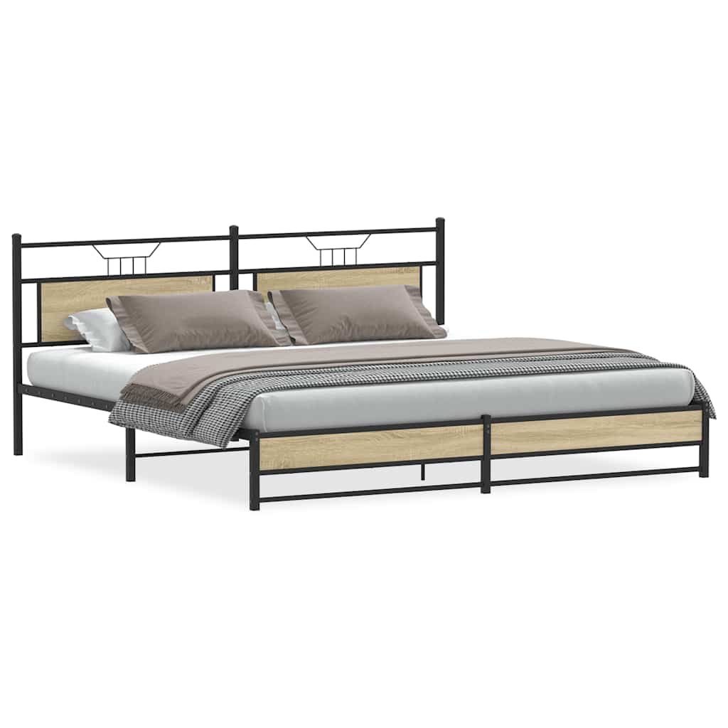 Cadre de lit en métal sans matelas chêne sonoma 200x200 cm - XIOS