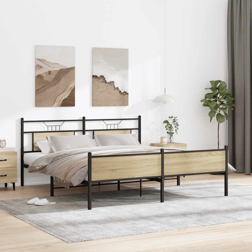 Cadre de lit en métal sans matelas chêne sonoma 160x200 cm - XIOS