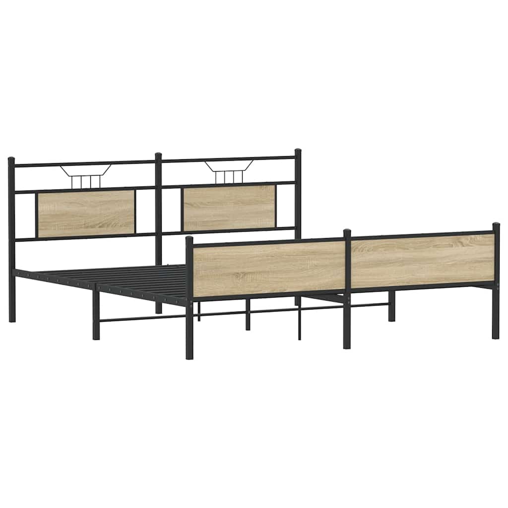 Cadre de lit en métal sans matelas chêne sonoma 160x200 cm - XIOS