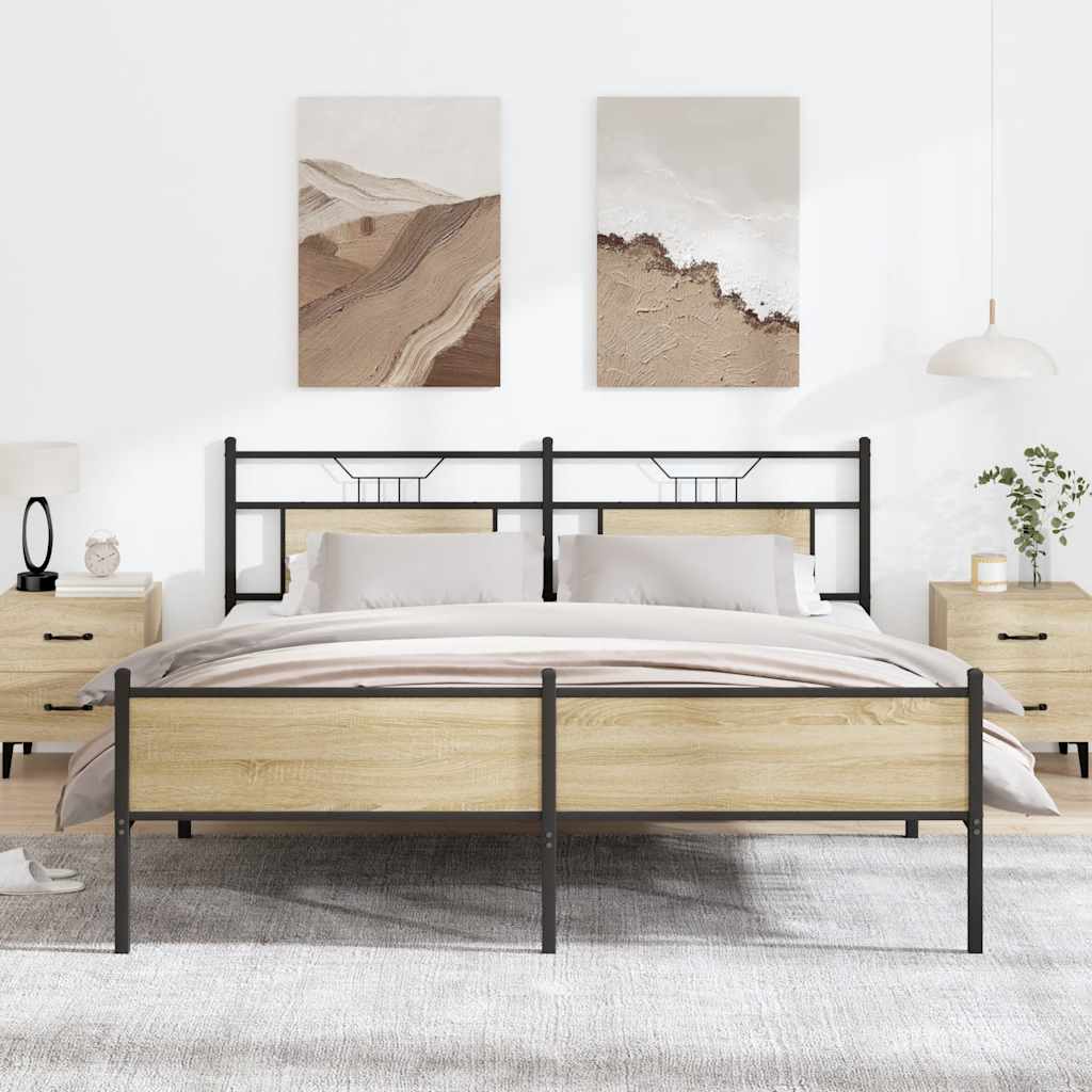 Cadre de lit en métal sans matelas chêne sonoma 160x200 cm - XIOS