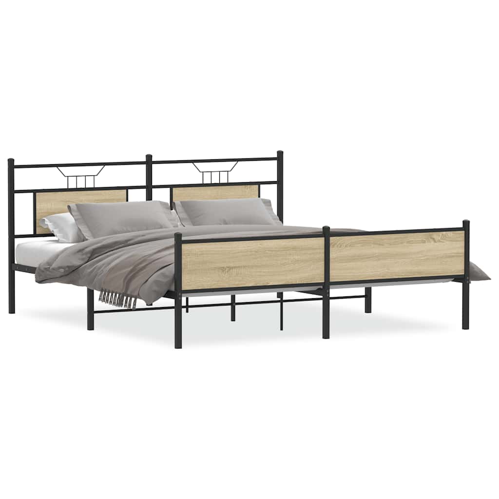 Cadre de lit en métal sans matelas chêne sonoma 180x200 cm - XIOS