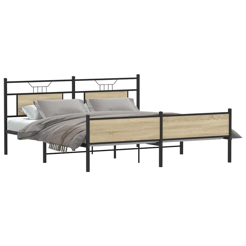 Cadre de lit en métal sans matelas chêne sonoma 180x200 cm - XIOS
