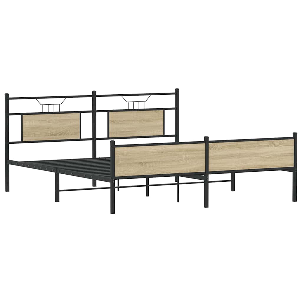 Cadre de lit en métal sans matelas chêne sonoma 183x213 cm - XIOS