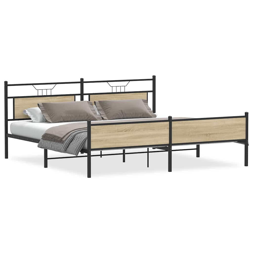 Cadre de lit en métal sans matelas chêne sonoma 200x200 cm - XIOS