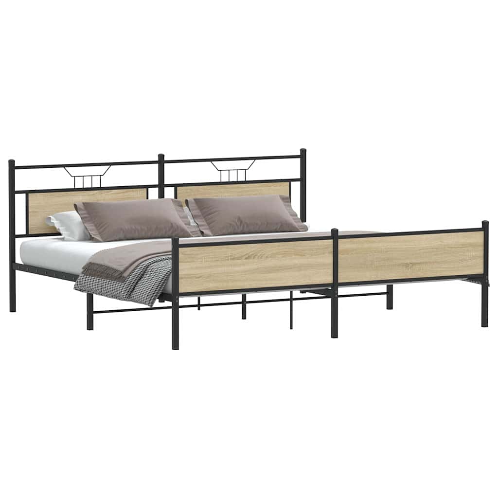 Cadre de lit en métal sans matelas chêne sonoma 200x200 cm - XIOS