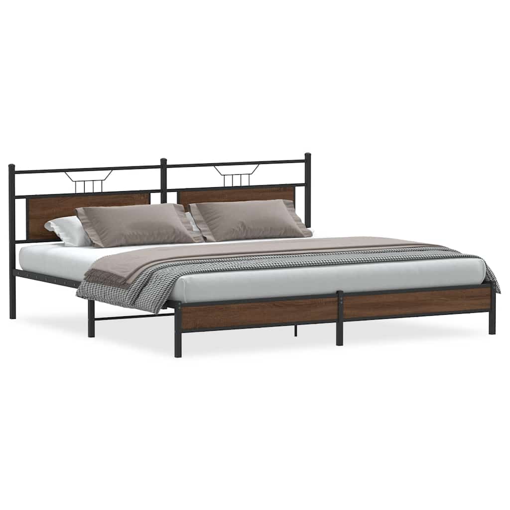 Cadre de lit en métal sans matelas chêne marron 193x201 cm - XIOS