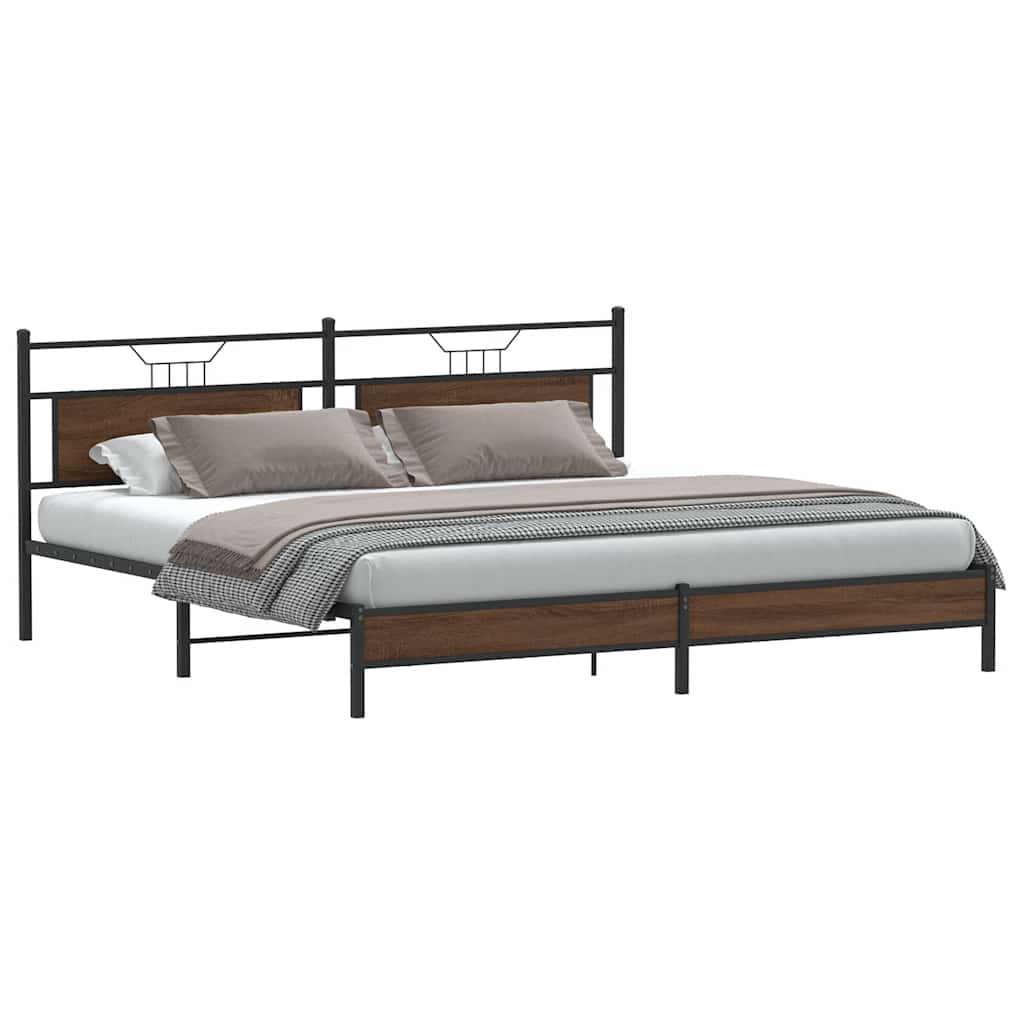 Cadre de lit en métal sans matelas chêne marron 193x201 cm - XIOS