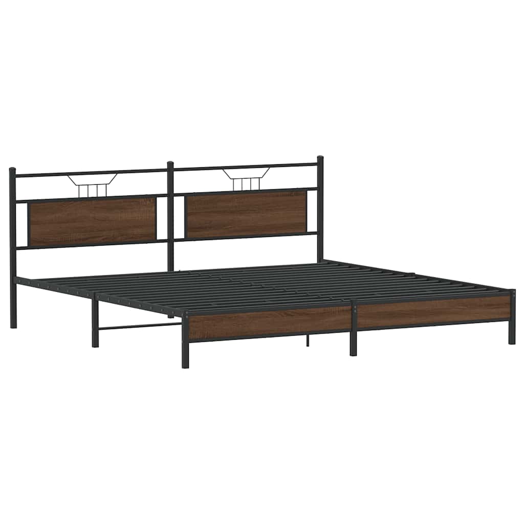 Cadre de lit en métal sans matelas chêne marron 193x201 cm - XIOS