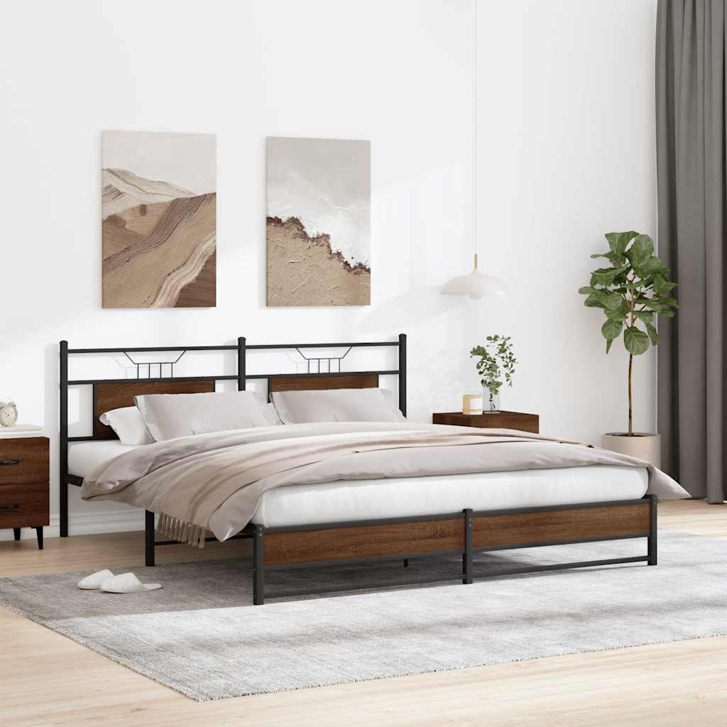 Cadre de lit en métal sans matelas chêne marron 180x200 cm - XIOS