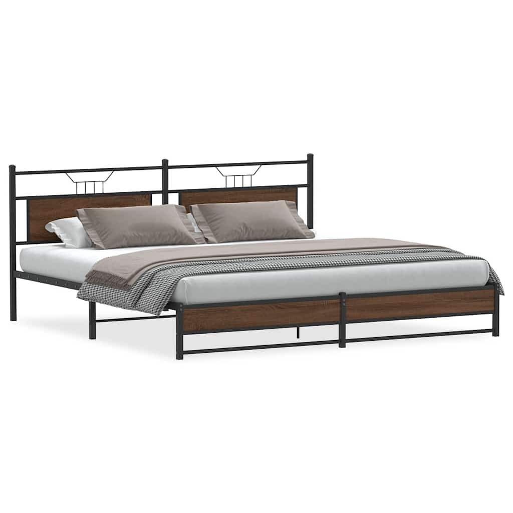 Cadre de lit en métal sans matelas chêne marron 193x201 cm - XIOS
