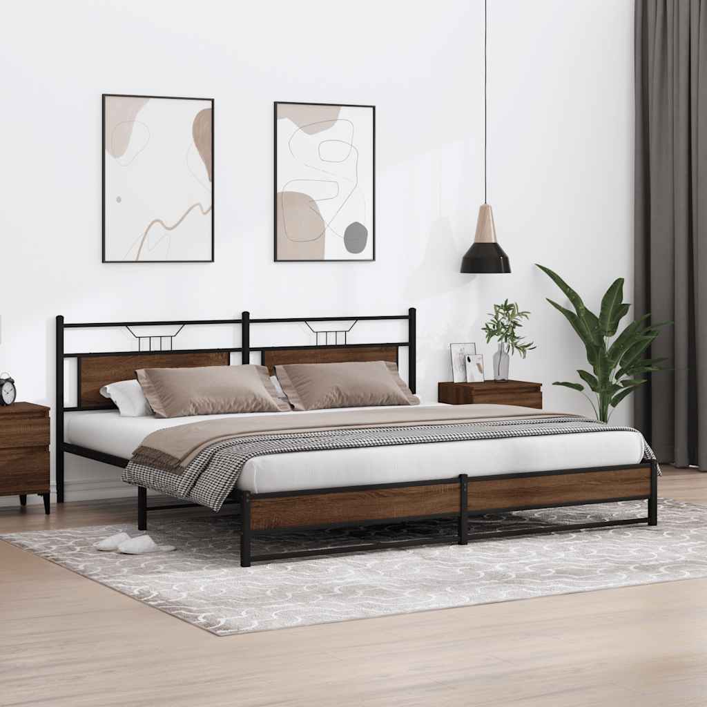 Cadre de lit en métal sans matelas chêne marron 193x201 cm - XIOS