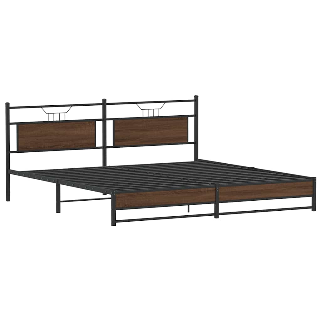 Cadre de lit en métal sans matelas chêne marron 193x201 cm - XIOS