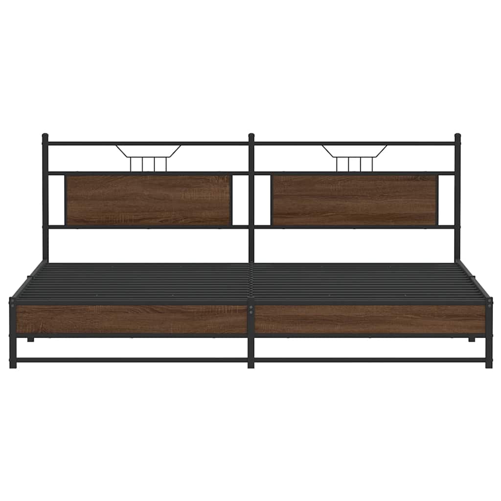 Cadre de lit en métal sans matelas chêne marron 193x201 cm - XIOS