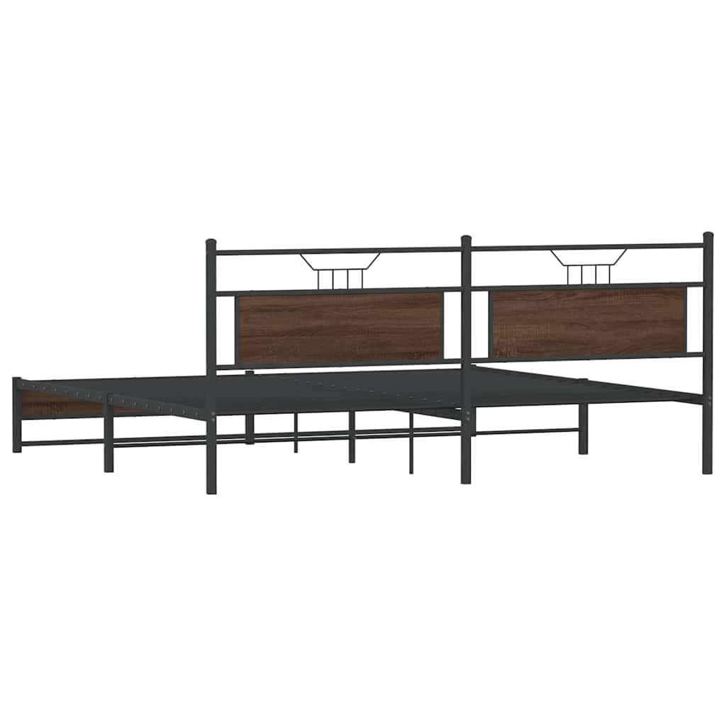 Cadre de lit en métal sans matelas chêne marron 193x201 cm - XIOS