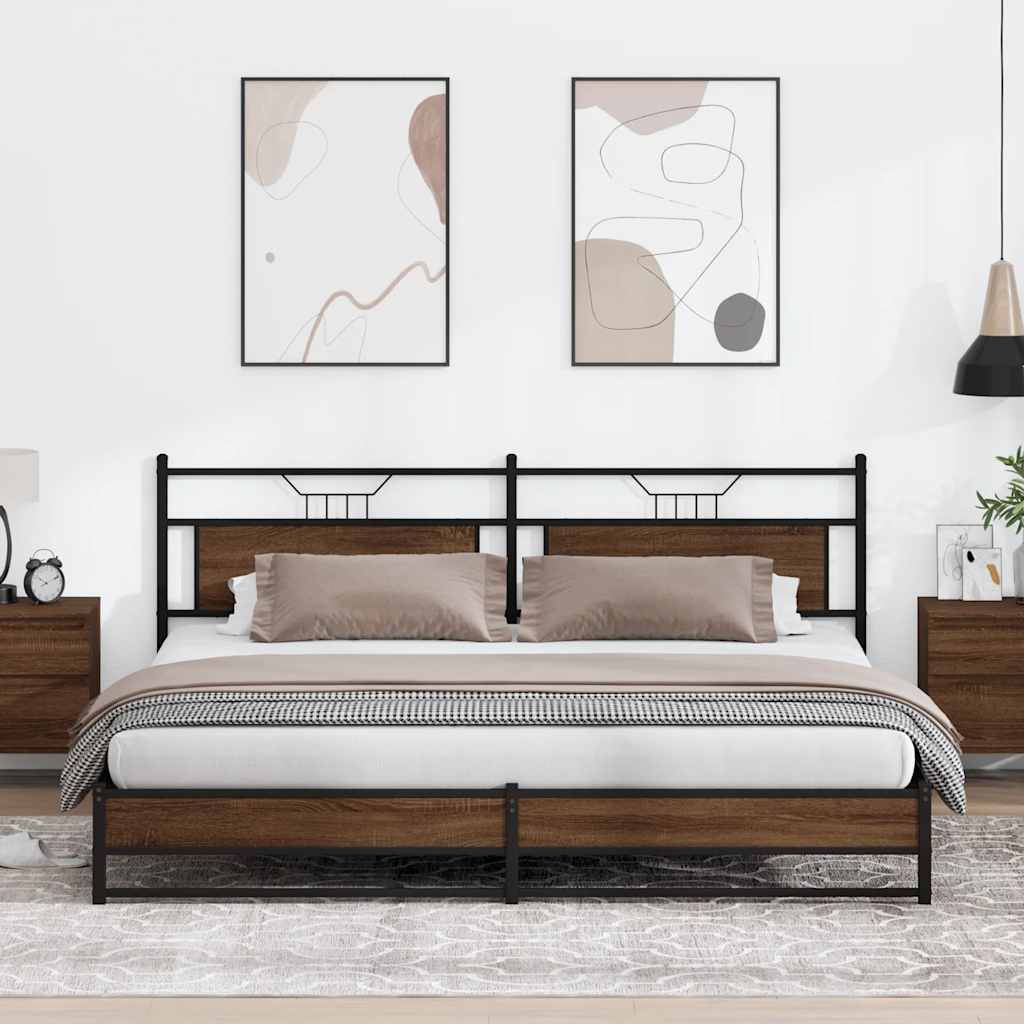 Cadre de lit en métal sans matelas chêne marron 193x201 cm - XIOS