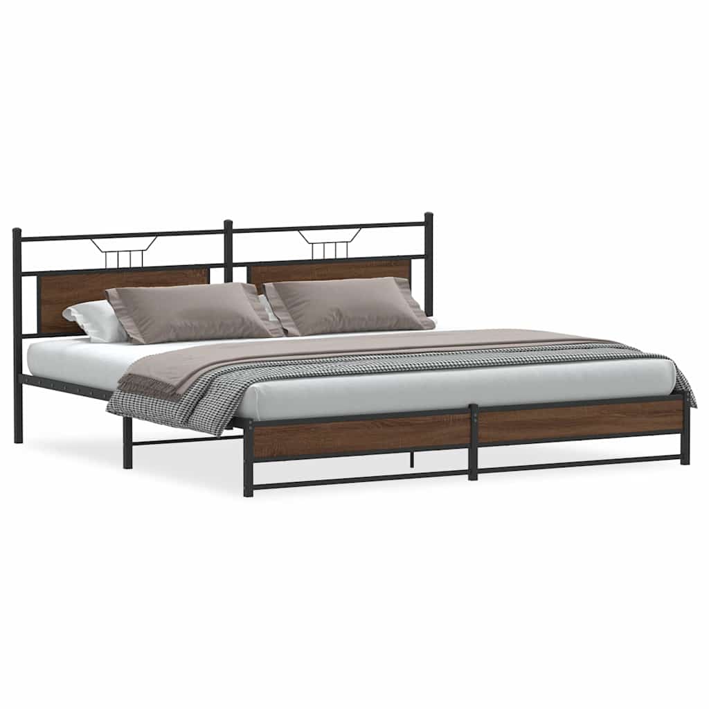 Cadre de lit en métal sans matelas chêne marron 200x200 cm - XIOS