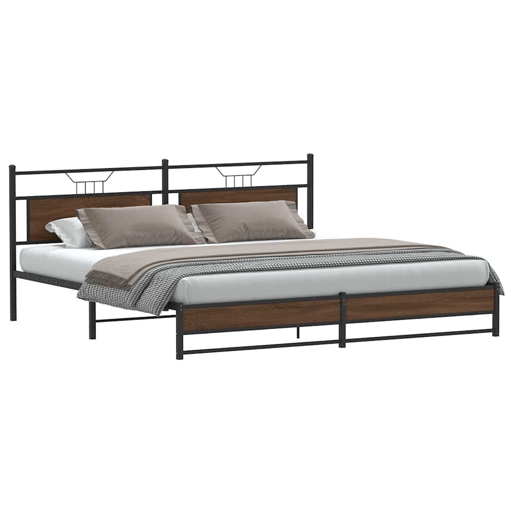 Cadre de lit en métal sans matelas chêne marron 200x200 cm - XIOS