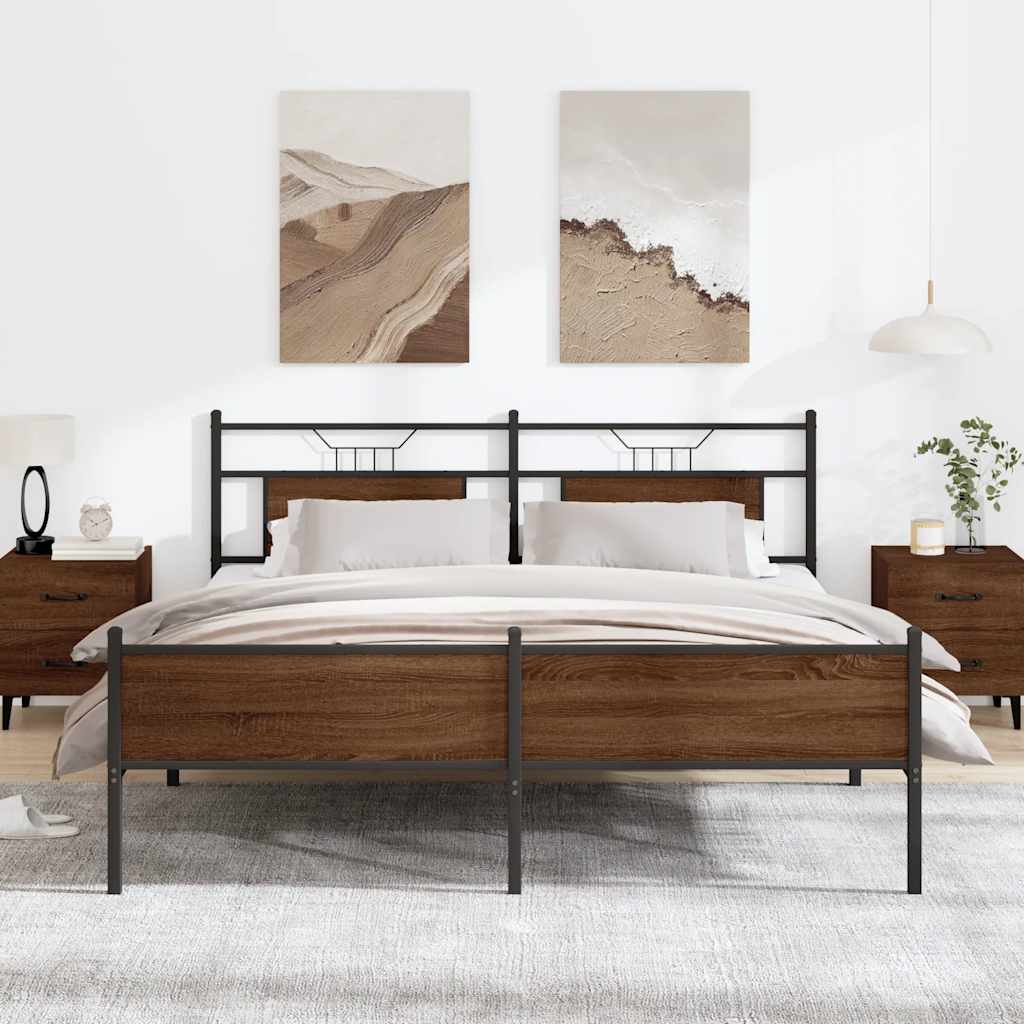 Cadre de lit en métal sans matelas chêne marron 183x213 cm - XIOS