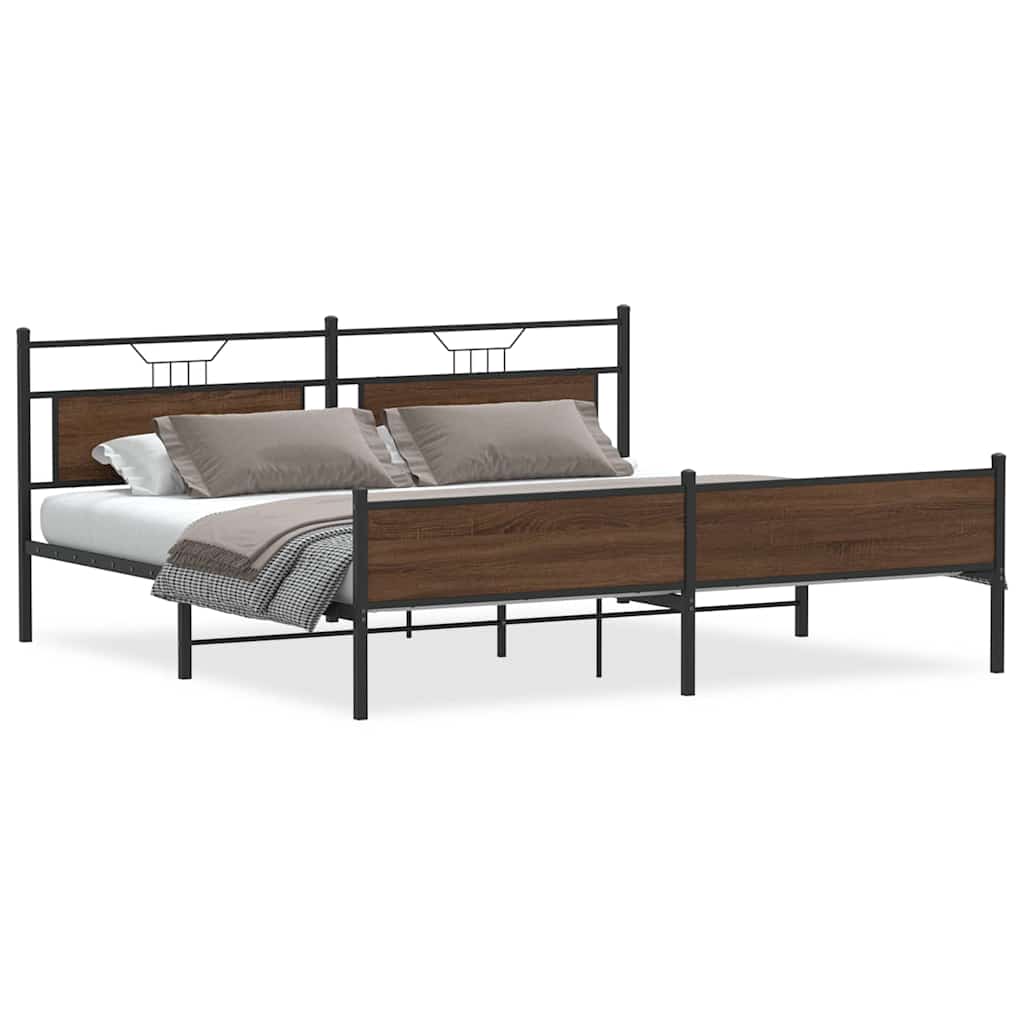 Cadre de lit en métal sans matelas chêne marron 193x201 cm - XIOS