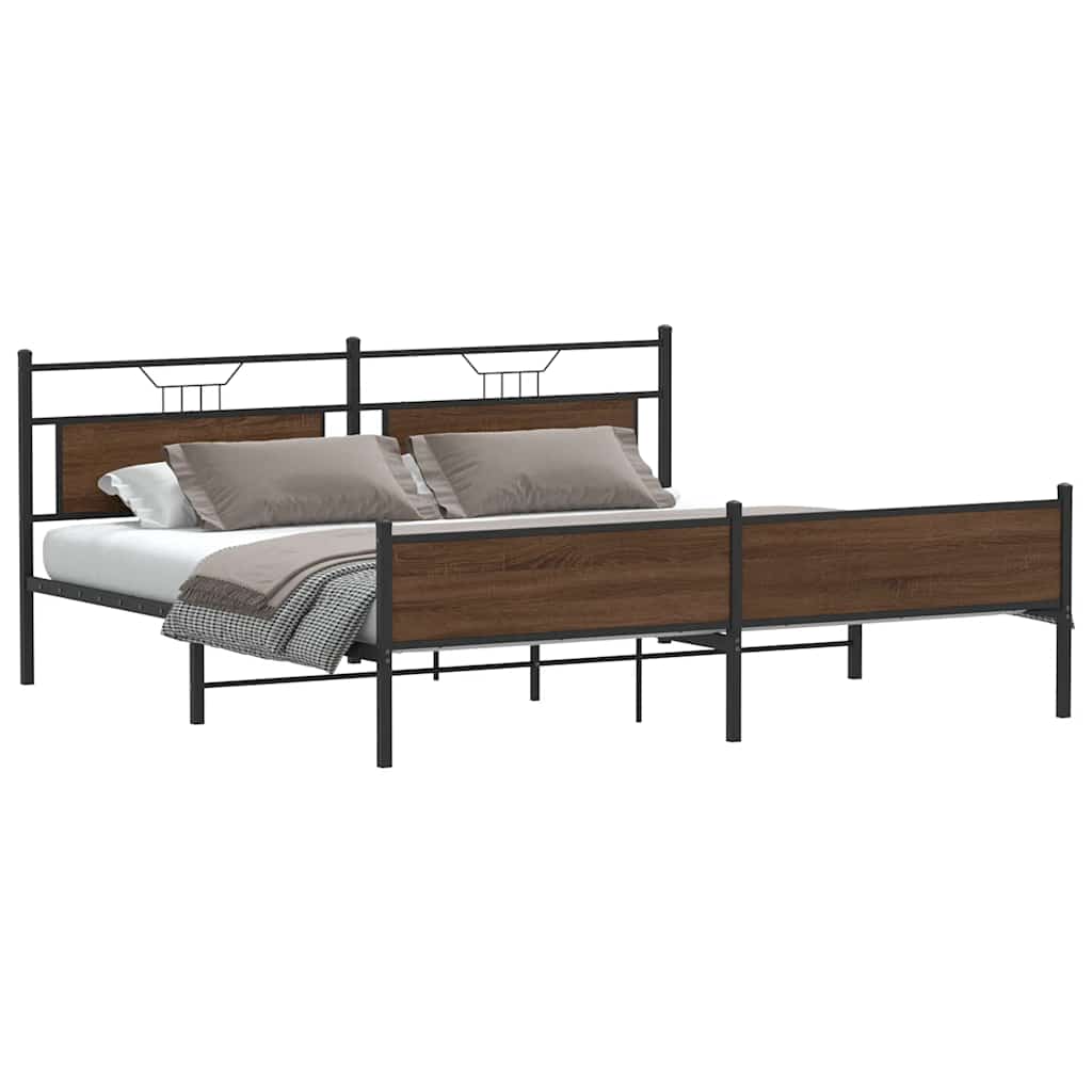 Cadre de lit en métal sans matelas chêne marron 193x201 cm - XIOS