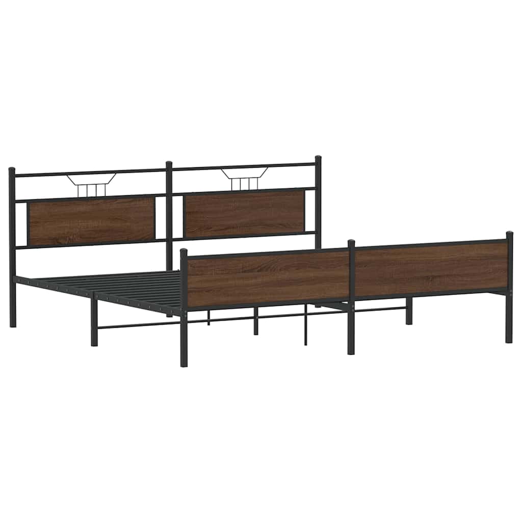 Cadre de lit en métal sans matelas chêne marron 193x201 cm - XIOS