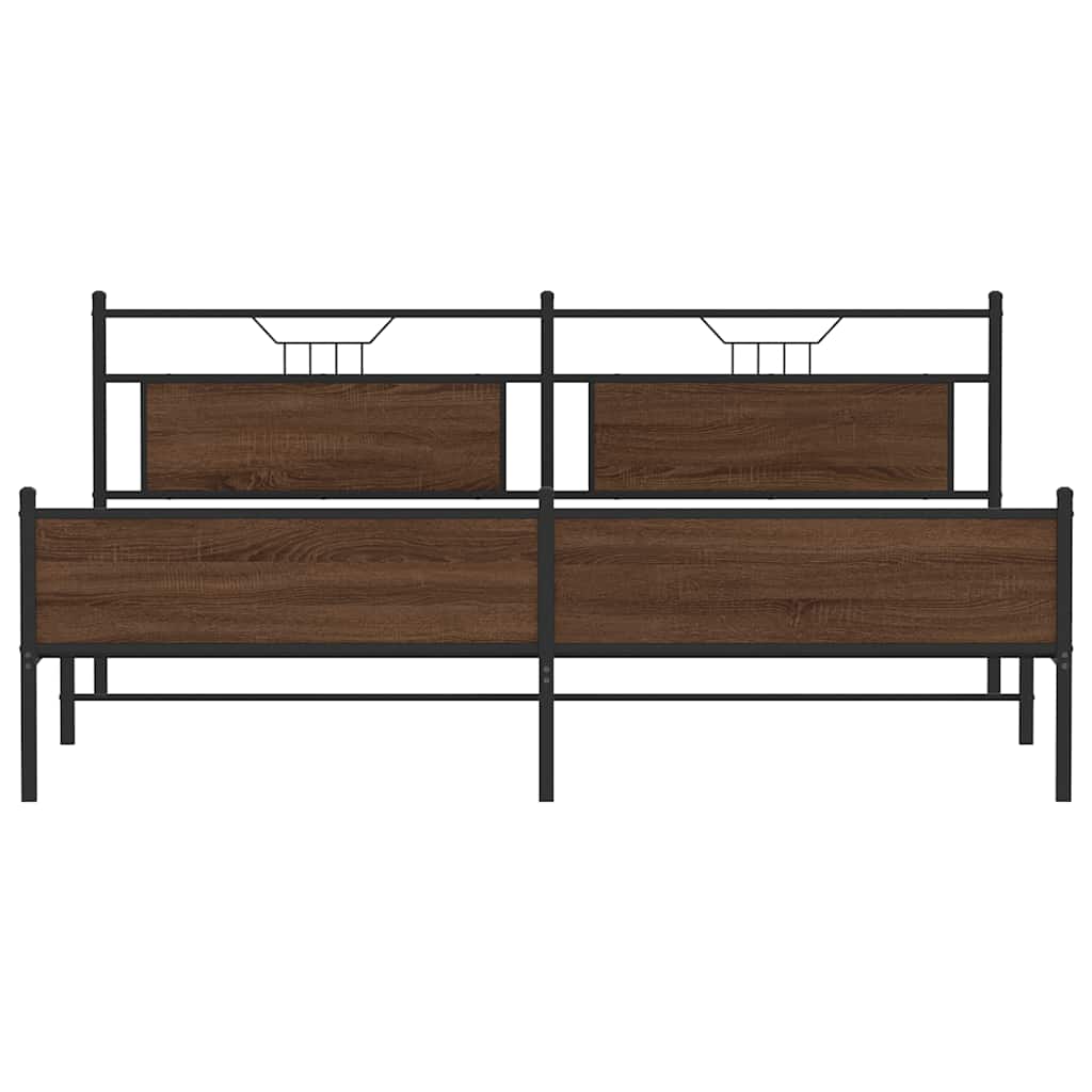 Cadre de lit en métal sans matelas chêne marron 193x201 cm - XIOS