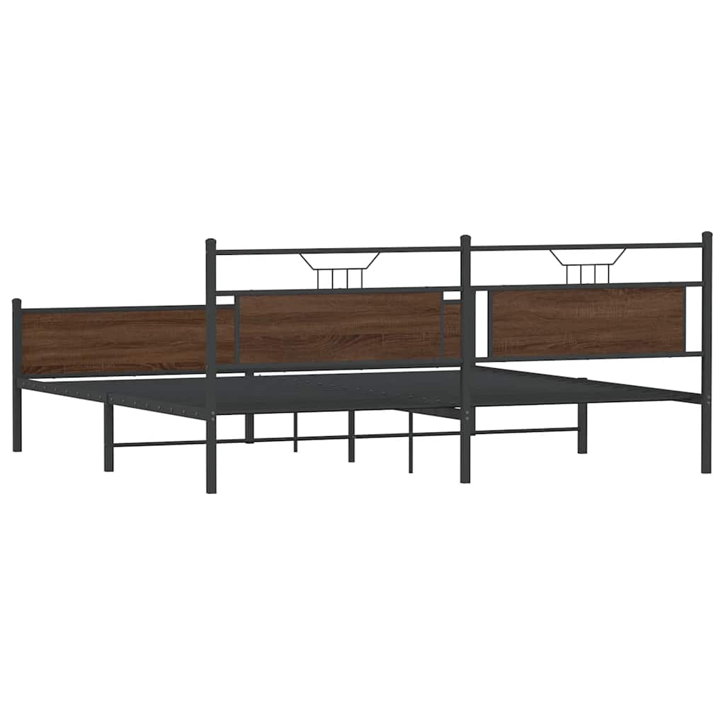 Cadre de lit en métal sans matelas chêne marron 193x201 cm - XIOS