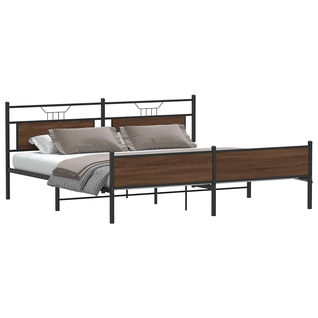 Cadre de lit en métal sans matelas chêne marron 200x200 cm - XIOS