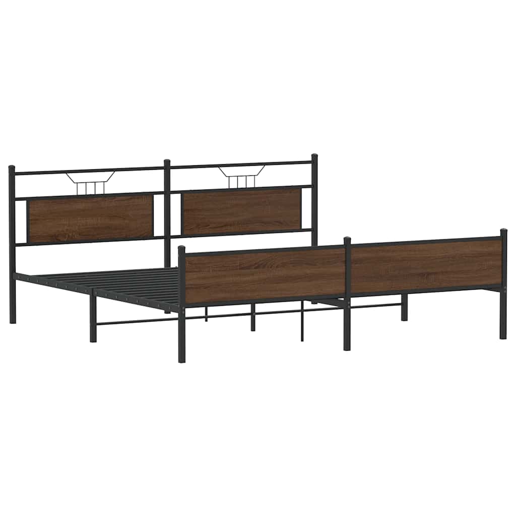 Cadre de lit en métal sans matelas chêne marron 200x200 cm - XIOS