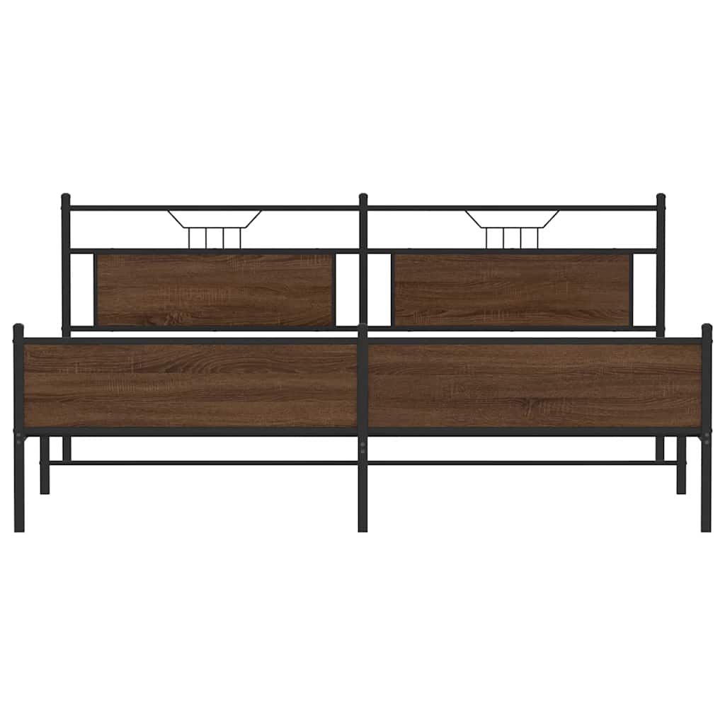 Cadre de lit en métal sans matelas chêne marron 200x200 cm - XIOS