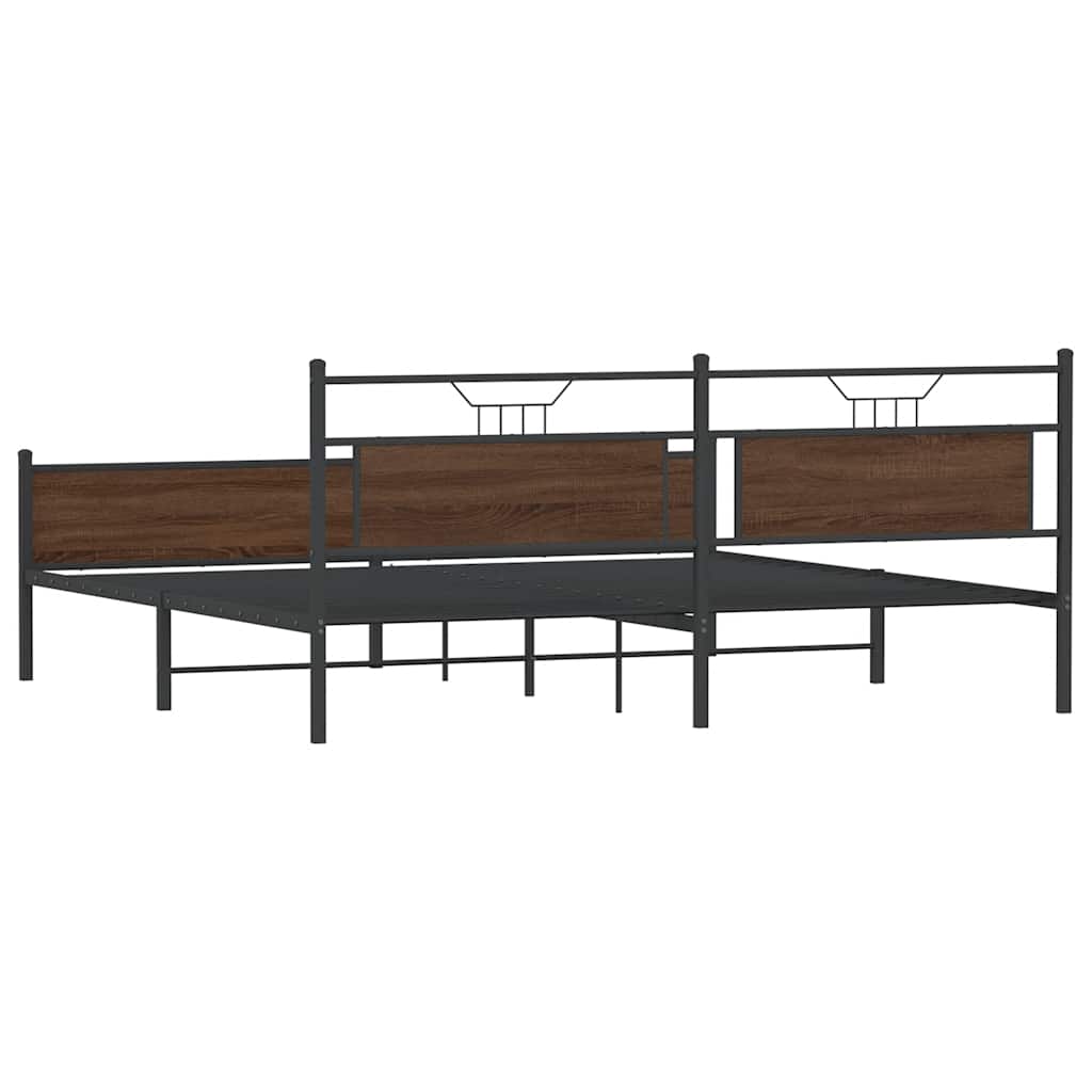 Cadre de lit en métal sans matelas chêne marron 200x200 cm - XIOS