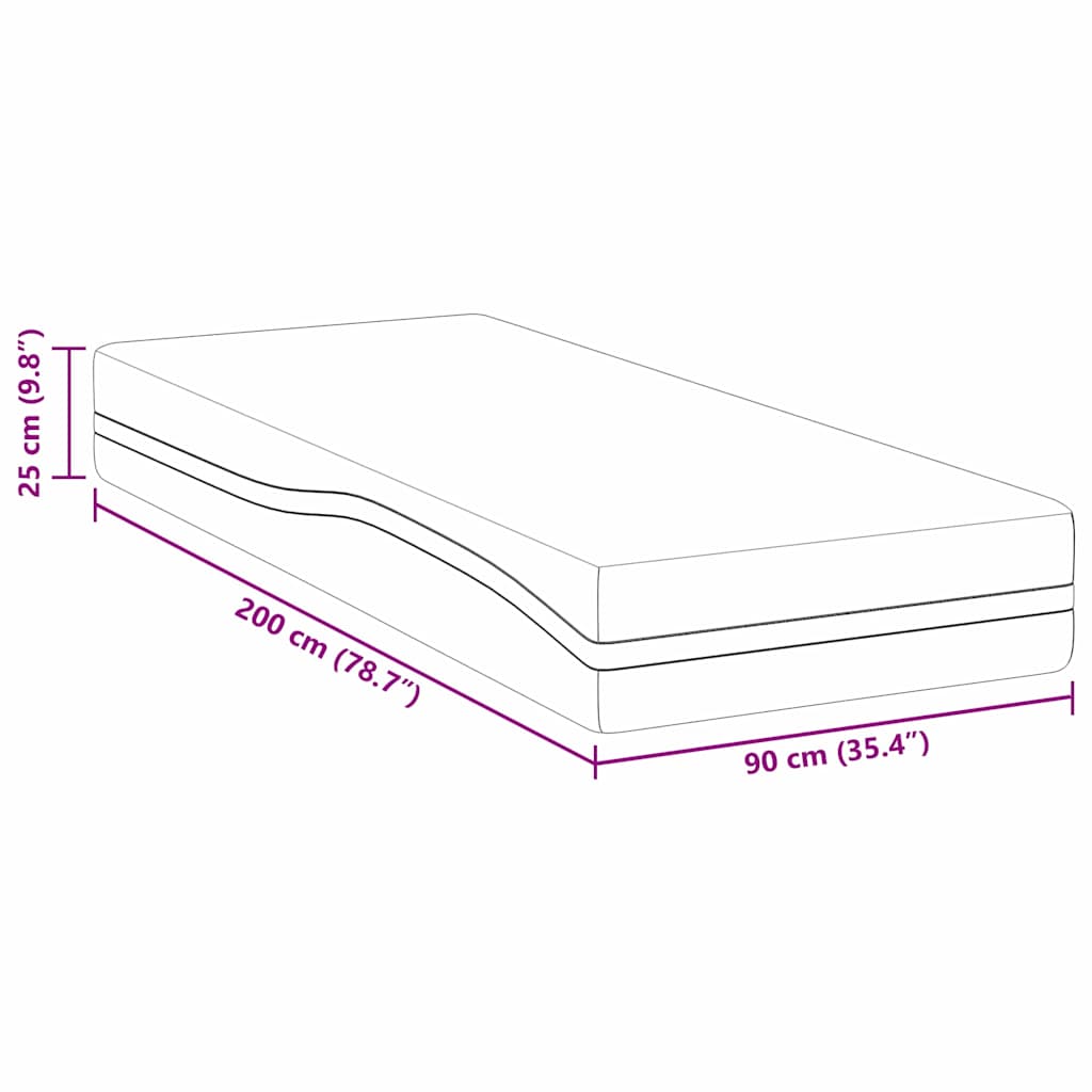 Matelas Blanc et Gris 90 x 200 cm Tissu jacquard