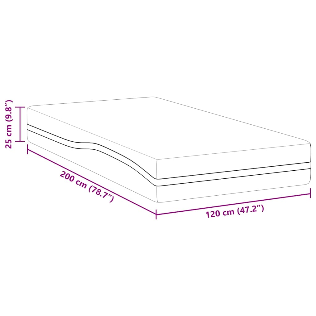 Matelas Blanc et Gris 120 x 200 cm Mousse à Mémoire - XIOS