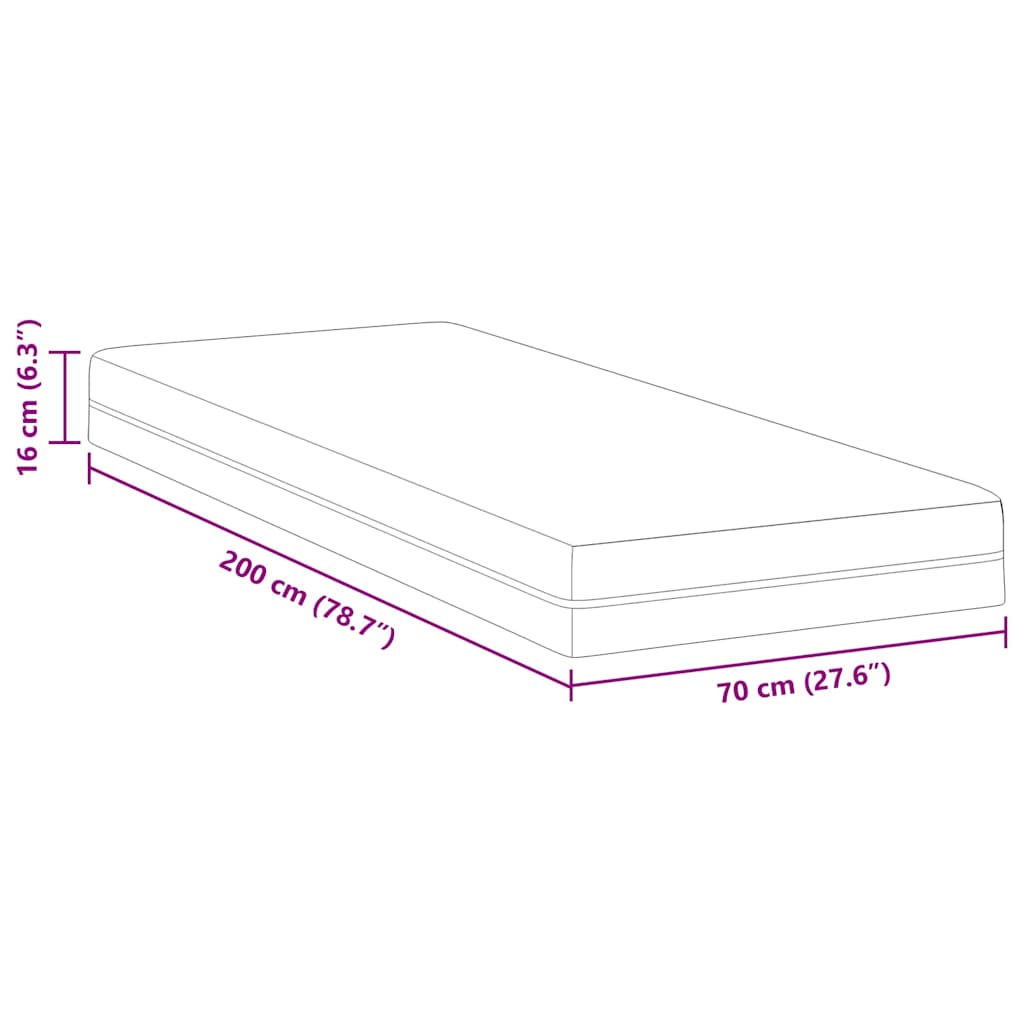 Matelas Blanc et Gris 70 x 200 cm Mousse à Mémoire - XIOS