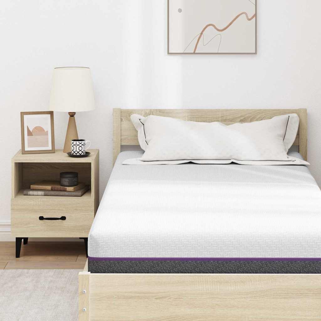 Matelas Blanc et Gris 90 x 190 cm Tissu jacquard - XIOS