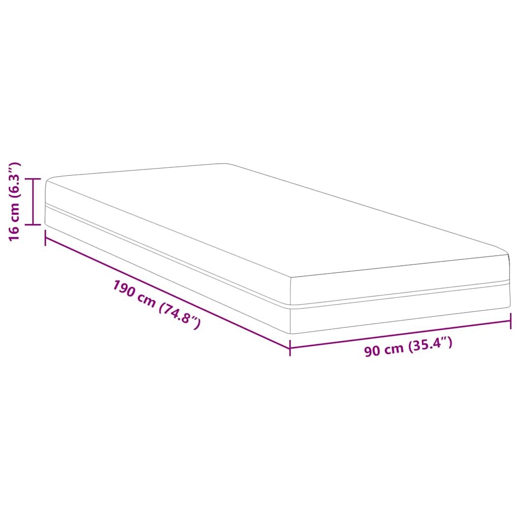 Matelas Blanc et Gris 90 x 190 cm Tissu jacquard - XIOS