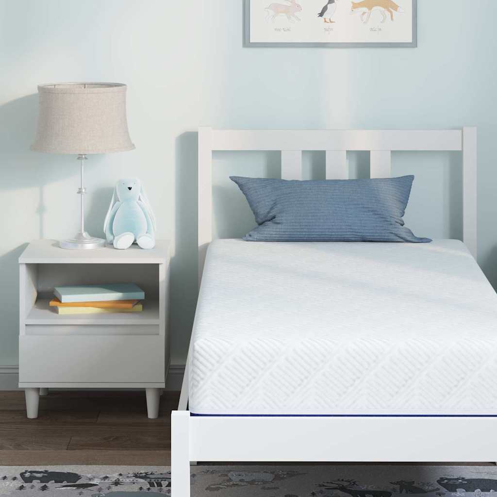 Matelas Blanc et Bleu 80 x 160 cm Mousse à mémoire de gel - XIOS