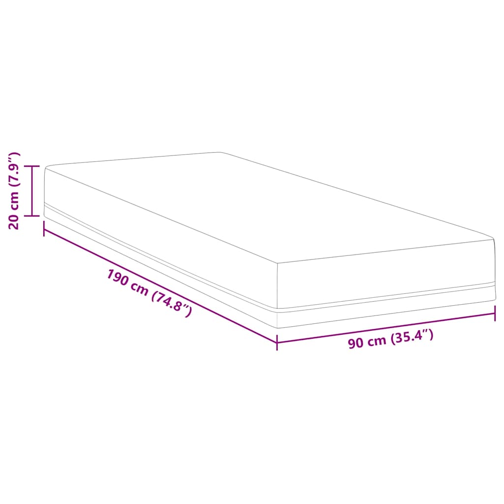 Matelas Blanc et Bleu 90 x 190 cm Tissu jacquard