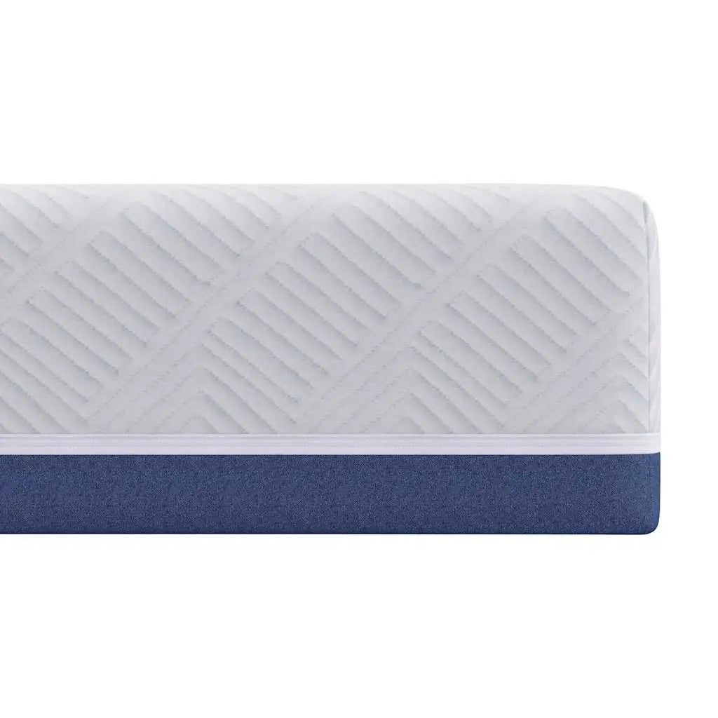 Matelas Blanc et Bleu 140 x 190 cm Tissu jacquard - XIOS