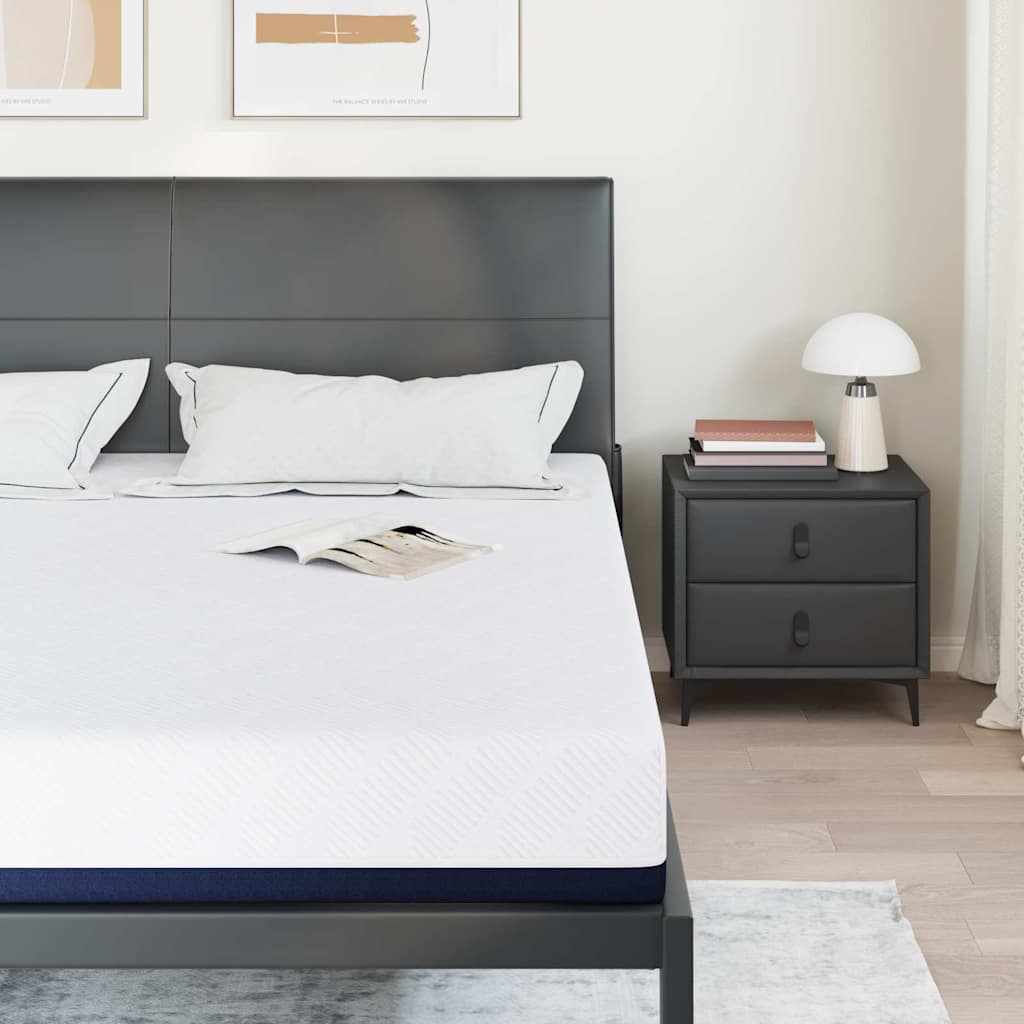 Matelas Blanc et Bleu 200 x 200 cm Tissu jacquard - XIOS
