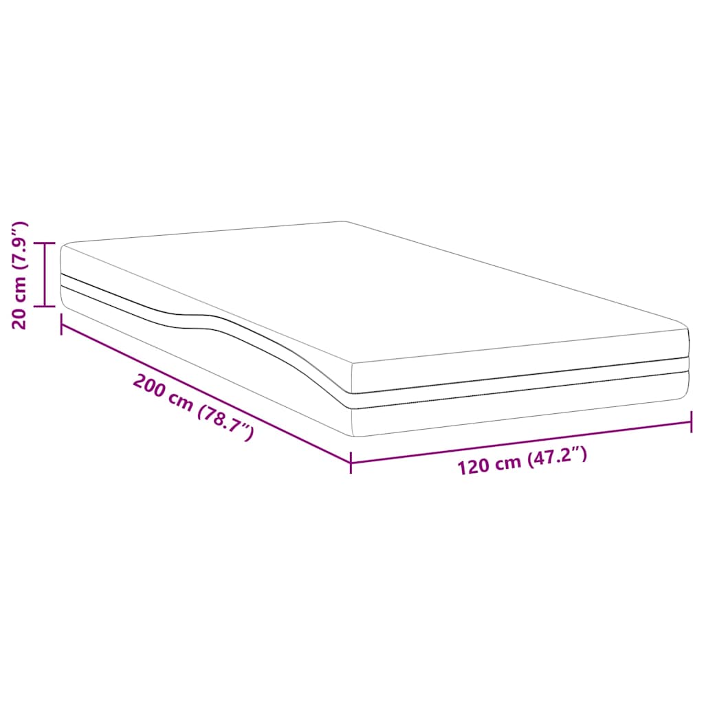 Matelas Blanc et Gris 120 x 200 cm Mousse à mémoire de gel - XIOS