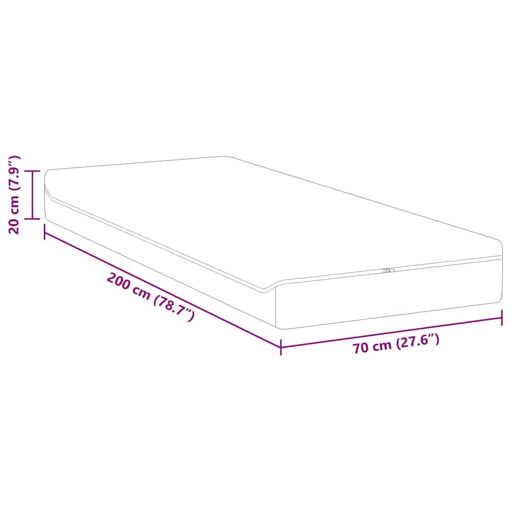 Matelas Moyennement doux 70 x 200 cm Blanc et Gris