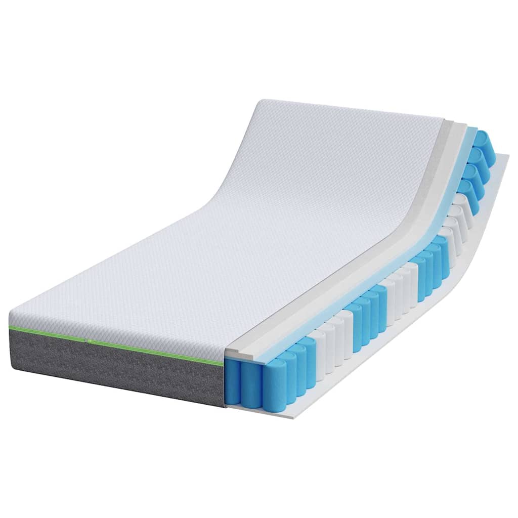 Matelas Blanc et Gris 90 x 190 cm Ressort ensaché - XIOS