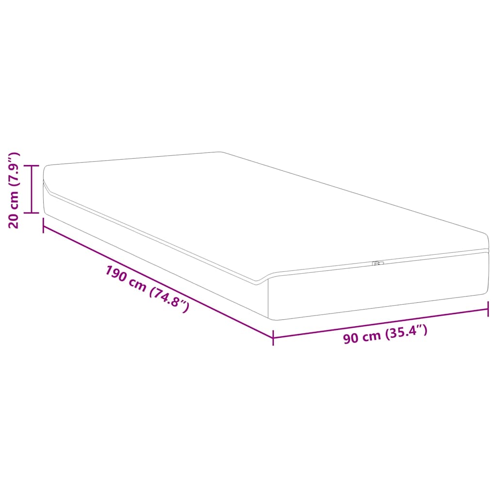 Matelas Blanc et Gris 90 x 190 cm Ressort ensaché - XIOS