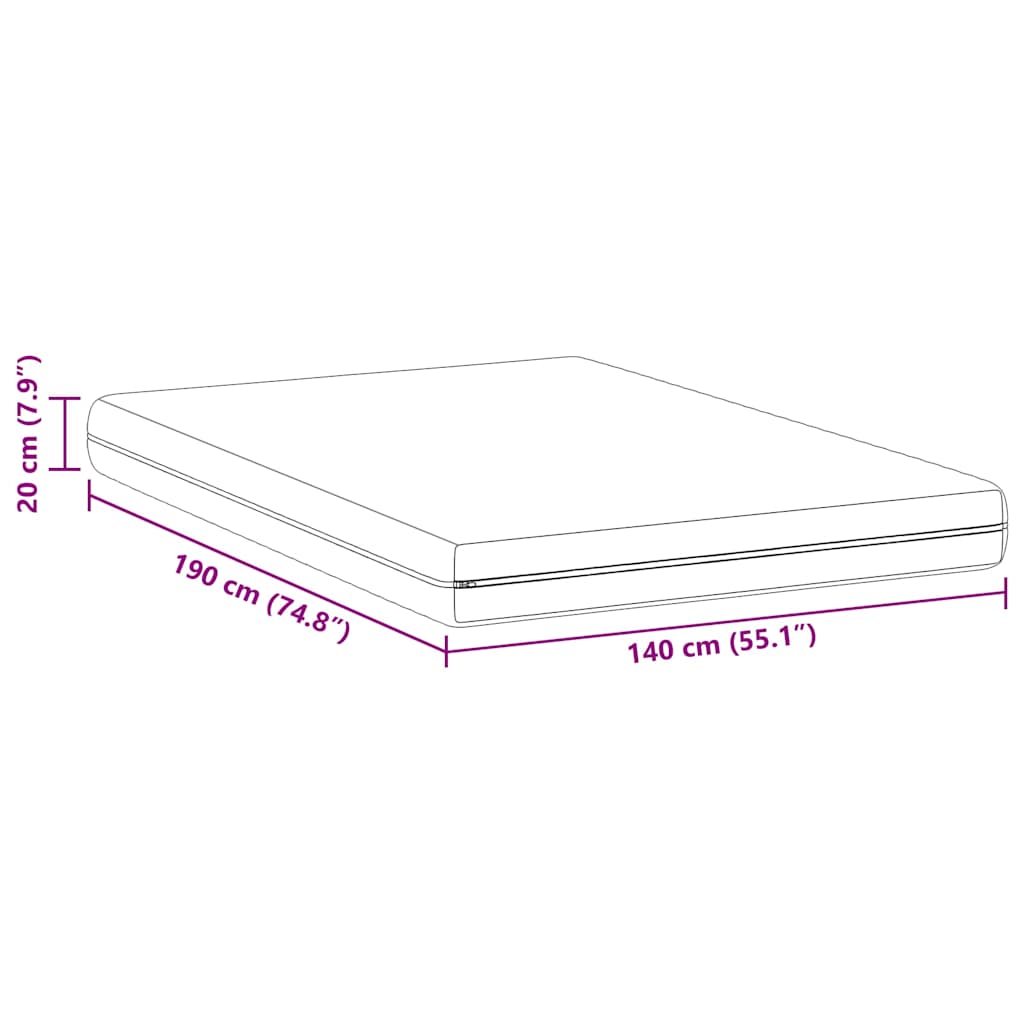 Matelas Blanc 140 x 190 cm Ressort ensaché - XIOS