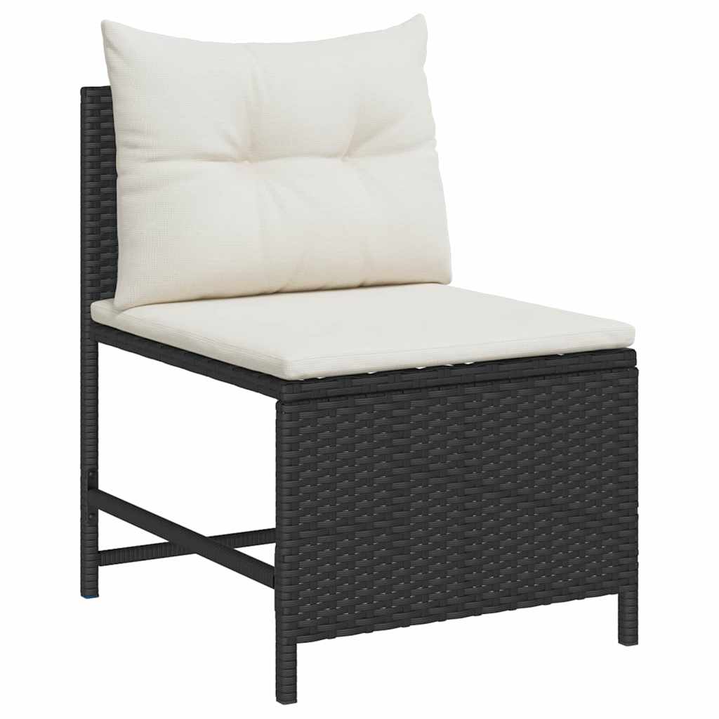 Ensemble de canapé de jardin 6 pcs Noir et Crème polyrotin - XIOS