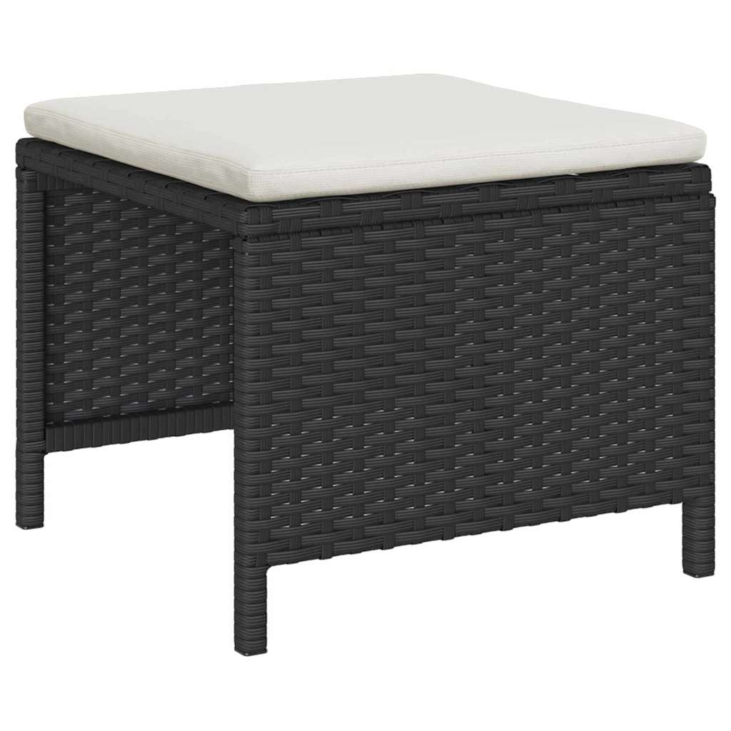 Ensemble de canapé de jardin 6 pcs Noir et Crème polyrotin - XIOS
