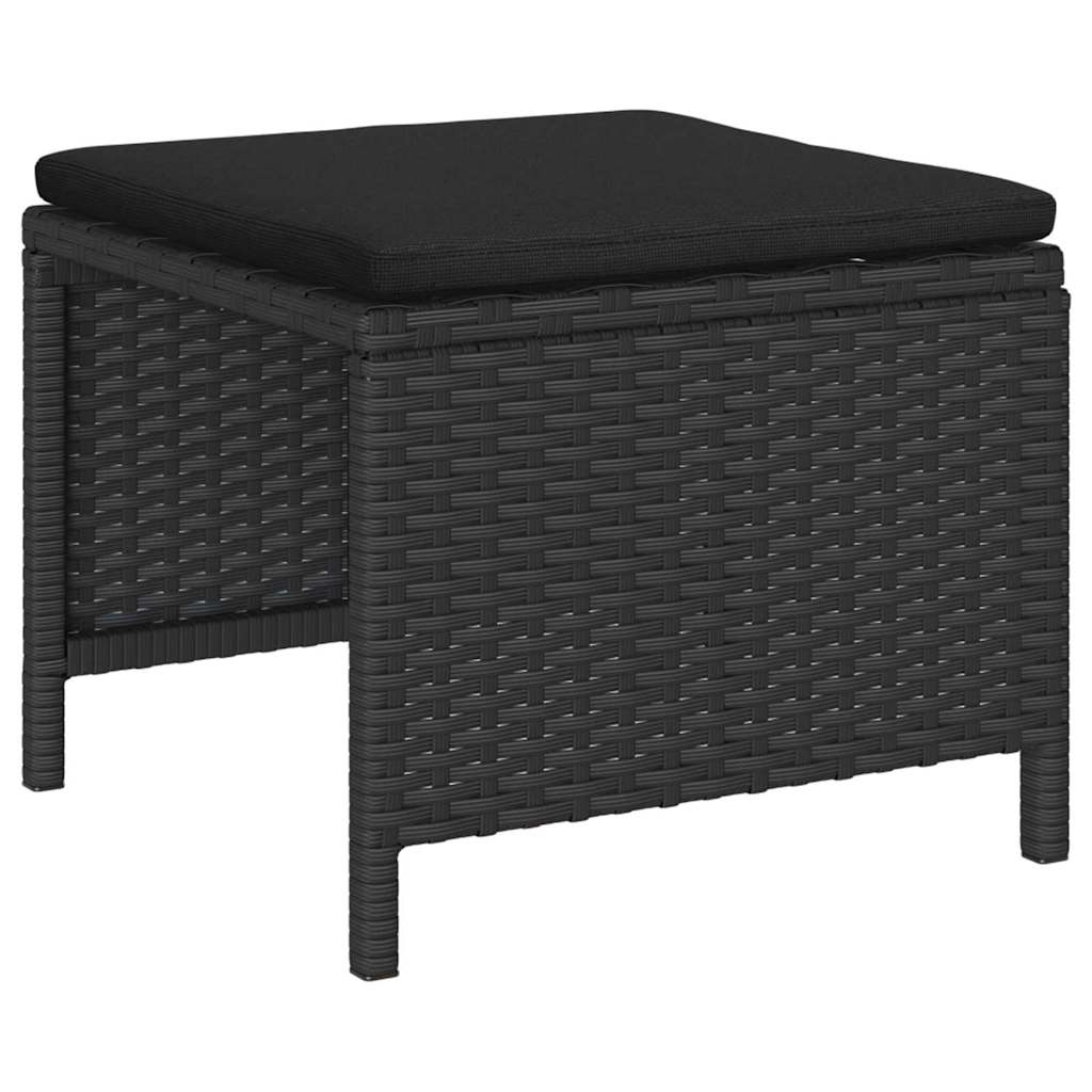 Ensemble de canapé de jardin avec coussin 6 pcs Noir polyrotin - XIOS