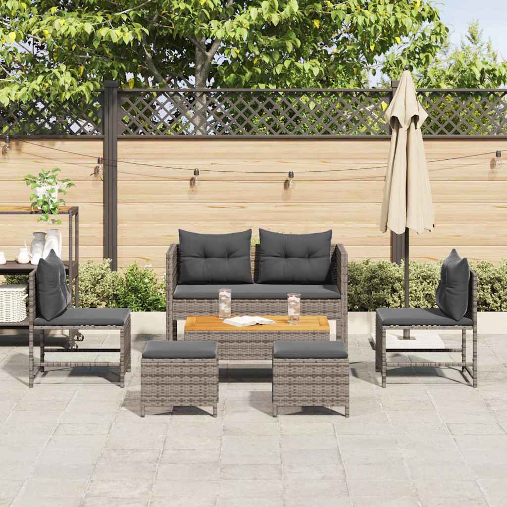 Ensemble de canapé de jardin 6 pcs Gris et Gris foncé polyrotin - XIOS